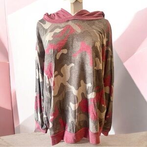 Emerald Mauve Camo Pullover, sz 1X, NEW